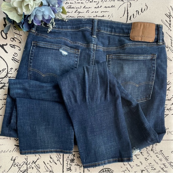 NWOT American Eagle Next Level Flex Men's Distressed Slim Straight Jeans 34x34 - Picture 7 of 7